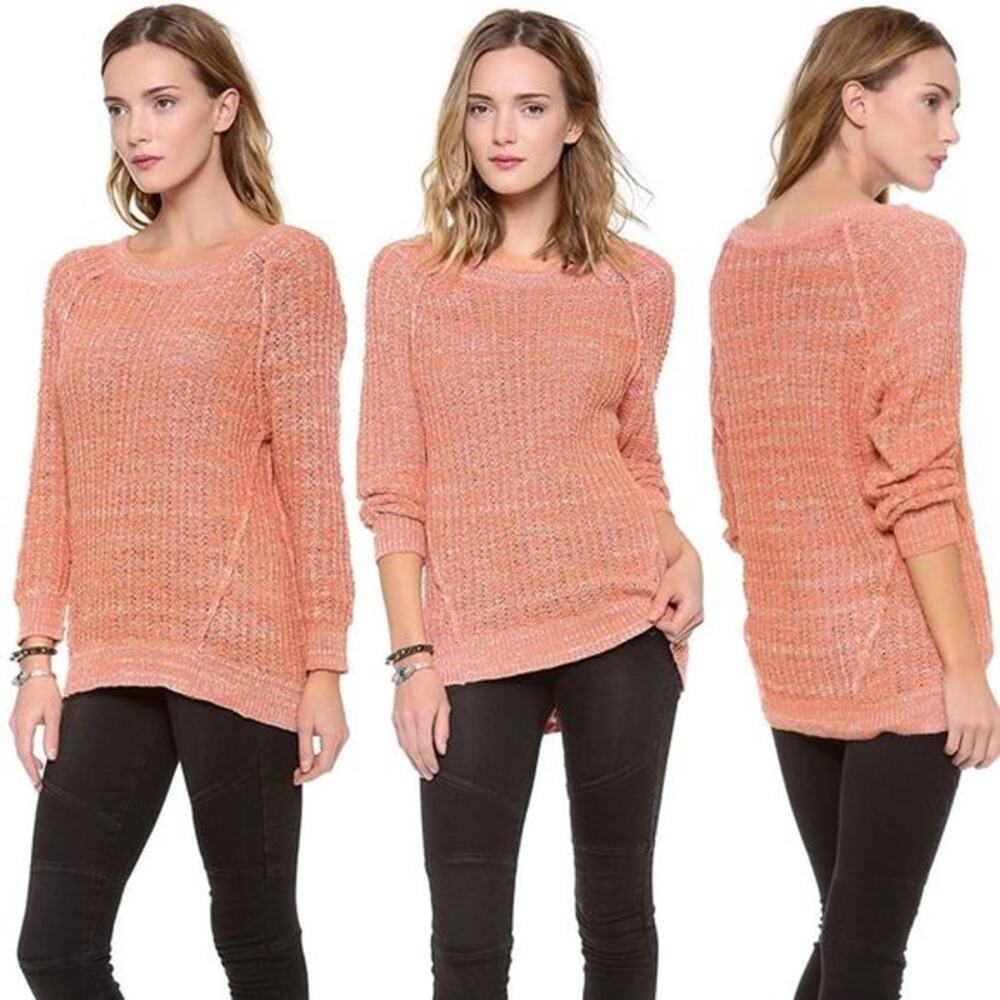 Free People Sweater XS Pink Chunky Marled Knit Long Sleeve Pullover Star Dune - Picture 11 of 11